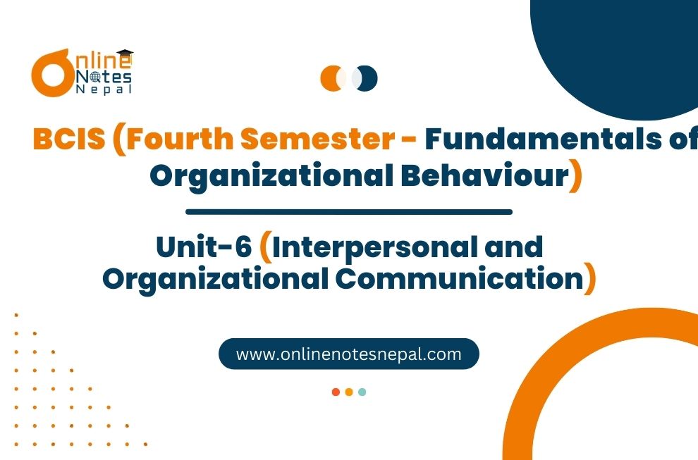 Unit VI: Interpersonal and Organizational Communication